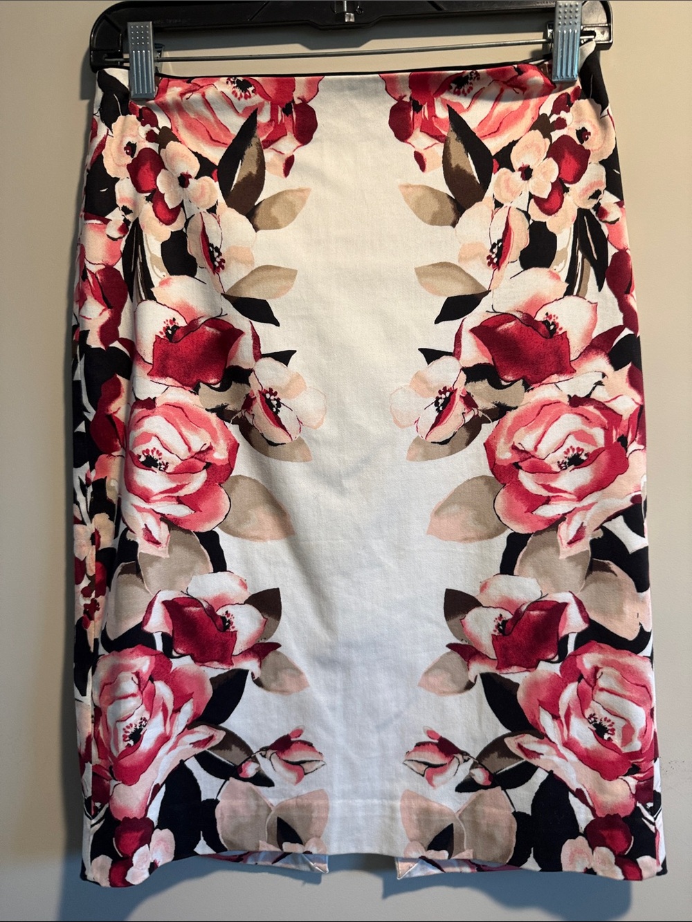 White House Black Market Floral Maxi Skirt in White, Pink, Black